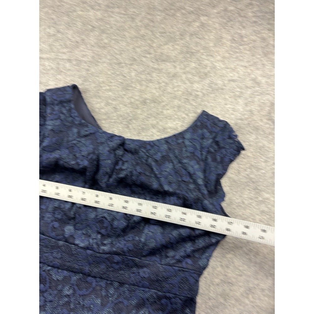 Calvin Klein Womens 10 Navy Stretch Sleeveless Textured Lace Sheath Dress Classy - Picture 4 of 6